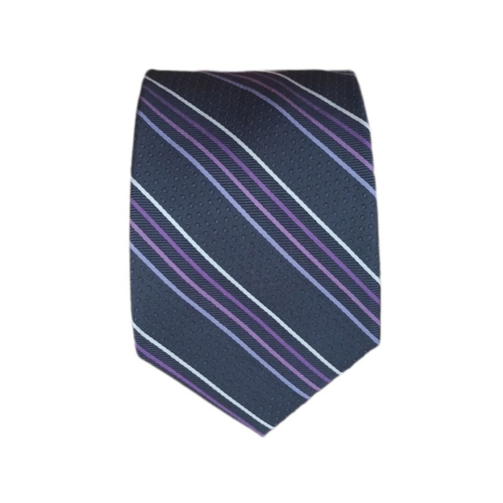 HAINES & BONNER Gray Striped Silk Tie HANDMADE 60"/ 3.5" EC